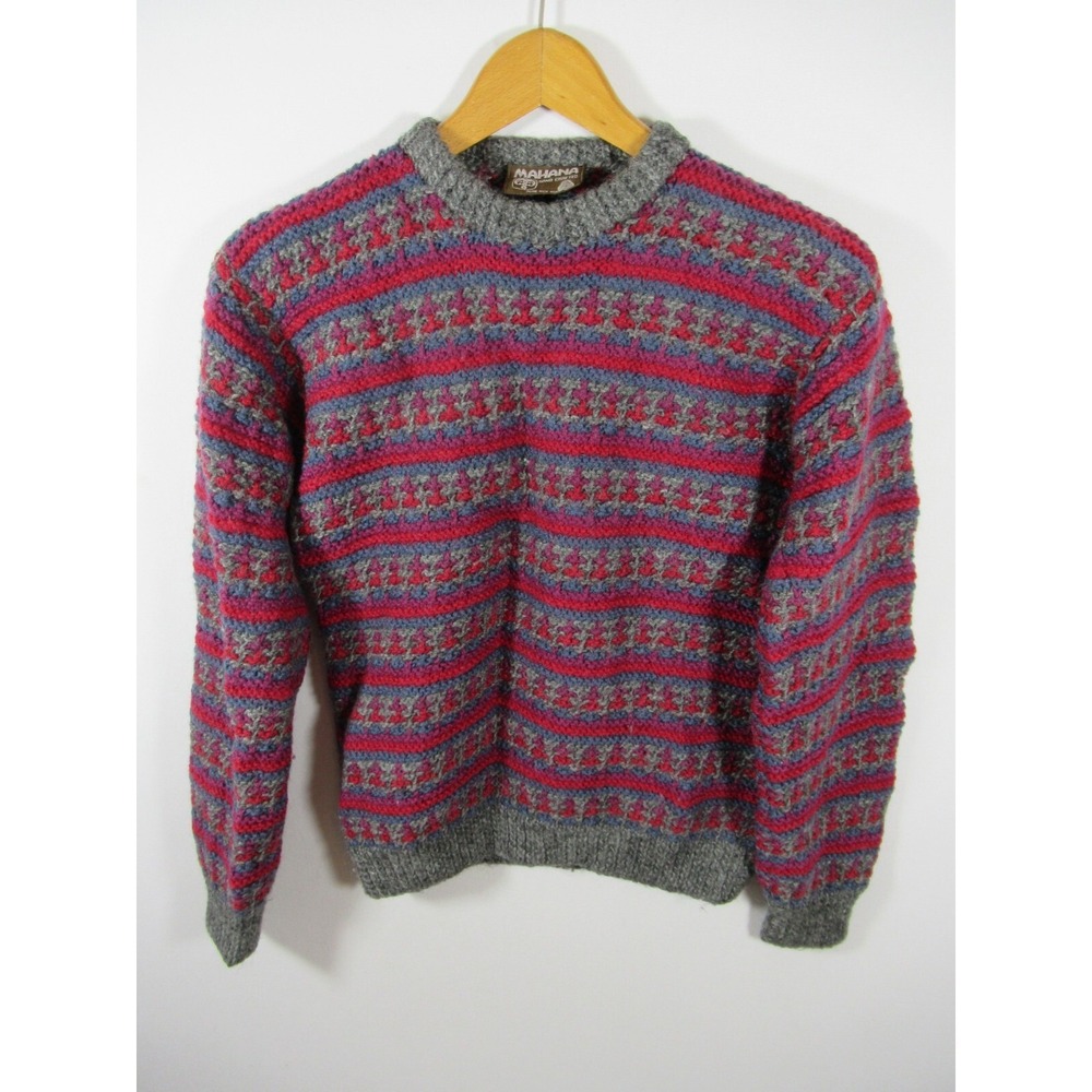 Vintage Mahana New Zealand Wool Sweater Women XS-S Pullover Multicolor